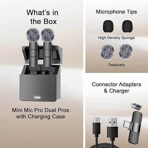 Mini Mic Pro (Latest Model - Wireless Microphone for iPhone, iPad, Android, Lavalier Microphone for Video Recording - iPhone Mic Crystal Clear Recording with USB-C (with Charging Case) thumbnail 7