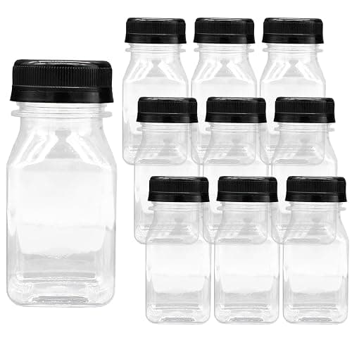 Auvotuis 10 PCS 4 oz Plastic Juice Bottles Empty Clear Milk Bottles with Lids, Beverage Containers for Juice, Milk and Other Drink thumbnail 7