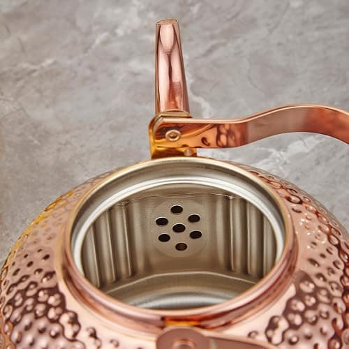 SANQIAHOME Antique 1.8L (60 Oz) Stainless Steel Teapot with Infuser Copper thumbnail 7