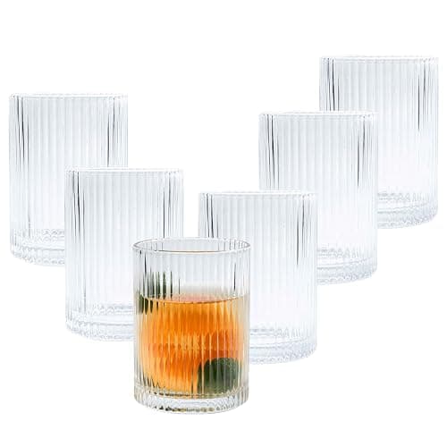 Eden & Willow Striped Highball Glasses | Durable and Stylish, Tumblers for Cocktails, Hot and Cold Drinks (Set of 6, 250ml) - Image 1