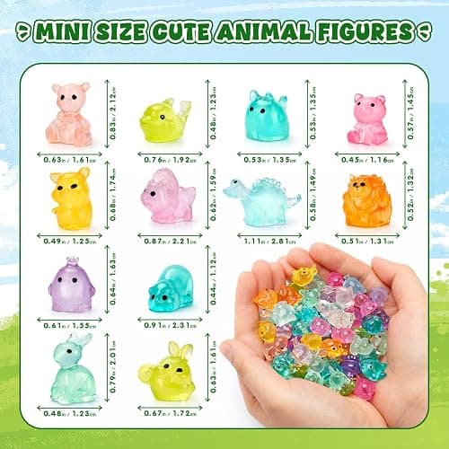 150 Pcs Mystery Bag Mini Resin Animals, Glow in The Dark Figures Blind Bags, Forest Variety Pack, Miniature Figurines for DIY Crafts, Micro Landscape Fairy Garden Decor, Party Favors, Gifts (Animals) thumbnail 4