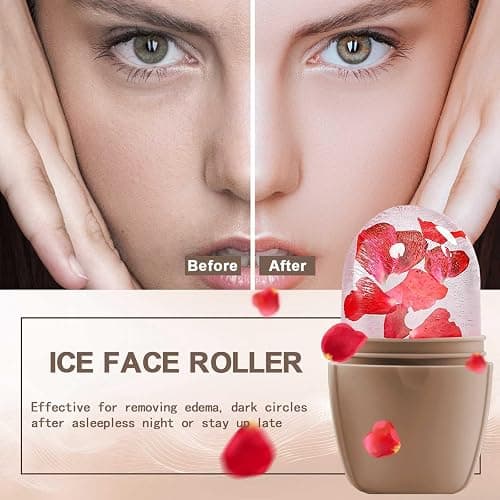 XHJRI Ice Face Roller Massager,Ice Cube Roller for Face, Eyes and Neck Naturally Conditioning and Skin Care,De-Puff Eye Bags,Reduce Migraine Pain,Reusable Massage Silicone Ice Mold (New Coffee) thumbnail 2