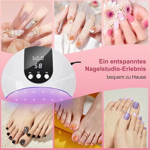 UV Lampe für Gelnägel,54W UV Lampe Nägel mit 3 Timer, LCD Display, Auto Sensor,Premium UV Lampe für Alle UV Gel Nagellack, Ideal für Anfänger und Profis, Perfektes Festivalgeschenk thumbnail 6