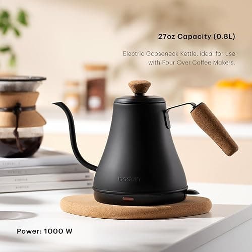 Bodum 27oz Bistro Gooseneck Electric Water Kettle, Pour Over Coffee & Tea, Stainless Steel, Matte Black thumbnail 2