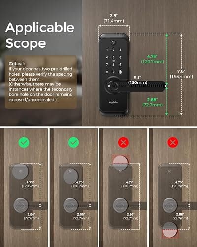 WiFi Video Smart Lock with Camera & Handle - 6-in-1 Keyless Entry (Fingerprint/App/Keypad/FOB/Key), Electric Deadbolt Door Knob for Front, Built-in WiFi, 2-Way Audio, Auto-Lock, Waterproof - Black thumbnail 2