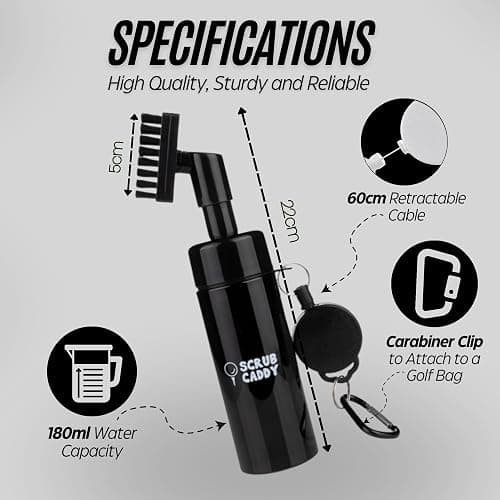 Golf Club Cleaner Brush with Built-In Water Spray - 180ml Storage & 60cm Extendable Cable. Golf Club Cleaner for Efficient Cleaning. Excellent Golf Gift for Men - Golf Accessories - Golf Brush thumbnail 2