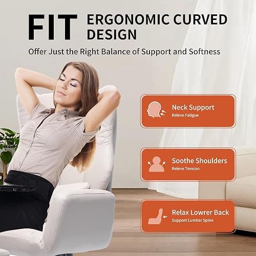 Criss Cross High Back Office Chair with Foot Rest, Ergonomic Cross Legged Desk Chair with Flip-up Armrest, Cozy Reclining 155°Swivel Chair for Home Office, Computer and Entertainment (Beige) thumbnail 4