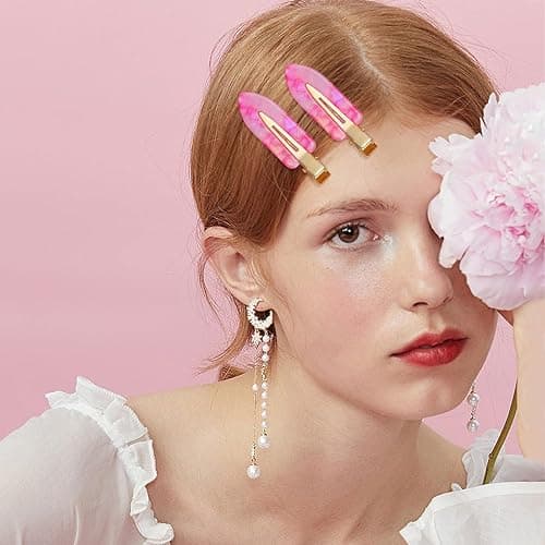 KesaPlan 10PCS No Bend Hair Clips, Pink No Crease Hair Clips for Styling, Acrylic Resin Flat Duckbill Clips, Seamless Bang Hair Barrette for Women Girls Makeup Hairstyle Accessories thumbnail 2