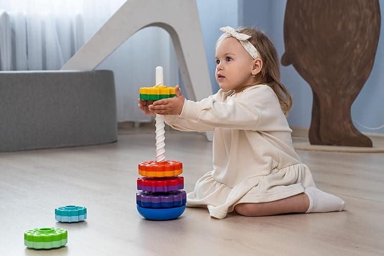 FANCY Grande Pyramide pour Bébé Jouet à Empiler 40 cm - Jouet d’Éveil avec Les Engrenages Jeux Éducatifs pour Bébé Empilement et Culbuto Cadeau Enfant 1 2 3 Ans (Grande) thumbnail 6