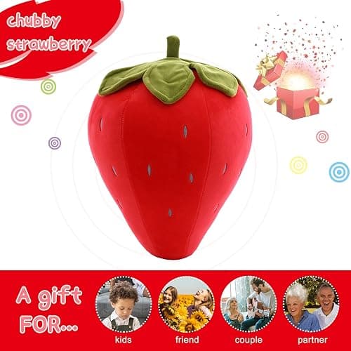 Cute Fruit Kids Pillow Stuffed Strawberry Plush Pillows Super Soft Girls Pillows Cushion Seat for Kids Toys (Red,7.8"/20cm) 1 Count (Pack of 1) thumbnail 6