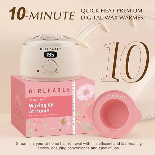 GIRLEARLE Premium Digital Waxing Kit for Women and Men, Wax Warmer Hair Removal at Home with Wax Beads & Silicone Pot, Target Different Types of Sensitive Skin Brazilian Bikini, Facial, Leg, Full body thumbnail 3