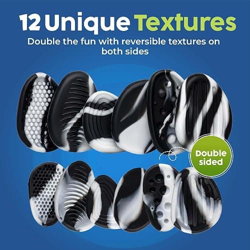 BUNMO Sensory Fidget Stones – 6pk Marble | Silicone Worry Stones for Kids Ages 3+ | Portable, Textured, Quiet Sensory Stones for Hands-On Play thumbnail 2