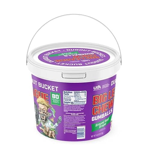 New Big League Chew Bubble Gum Dugout Bucket - 80 Pieces, Grape Flavor | Ideal for Baseball Games, Teams, Concessions, Parties, and More | 80 Individually Wrapped Gumballs thumbnail 5