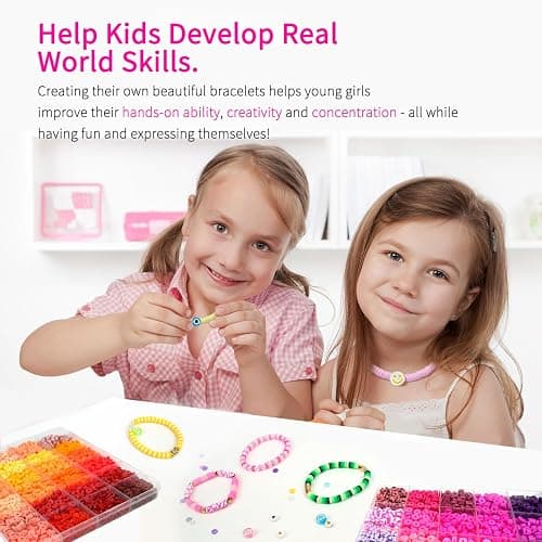 20,000 Pcs Clay Beads Bracelet Making Kit, 120 Colors 6 Boxes Polymer Beads Spacer Heishi Beads & Jewelry Kit with Pendant Charms Elastic Strings, Crafts Gift for Kids Adults thumbnail 7