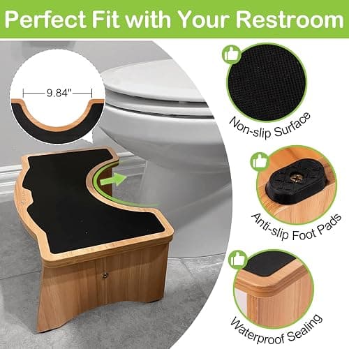 StrongTek Enhanced Squatting Toilet Stool, Wooden Potty Stool for Bathroom, Extra-Thick Wood, Sturdy 350 lbs Capacity, Comfortable Toilet Stool for Kids, Adults & Seniors thumbnail 3