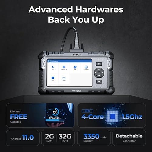 TOPDON ArtiDiag500 4 System OBD2 Scanner, Scan Tool with 6 Reset Service | Oil/Throttle/SAS/TPMS/BMS/EPB Reset, Car Check Engine Code Reader for ABS/SRS/Engine/Trans, FCA, CANFD, Lifetime Free Update thumbnail 9