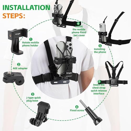 KINGKI Mobile Phone Chest Mount Harness Strap Holder Cell Phone Clip Action Camera POV for Samsung iPhone Plus etc thumbnail 2