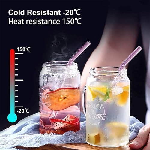 10 Pack Reusable Pink Glass Straws, 8" Shatter-Resistant Bent Drinking Straws for Smoothies, Milkshakes, Hot/Cold Drinks, with 2 Cleaning Brushes Dishwasher Safe Fits Tumblers, Tervis, Mason Jars thumbnail 3