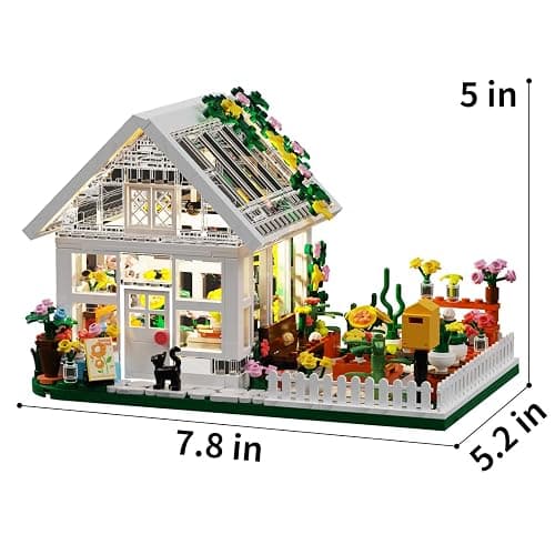 LEGPS YYDS Flower House Building Mini Set with LED, City Street View Greenhouse Building Blocks Toy, Valentine Xmas Gift for Friends or Girls 8-12 Year thumbnail 3