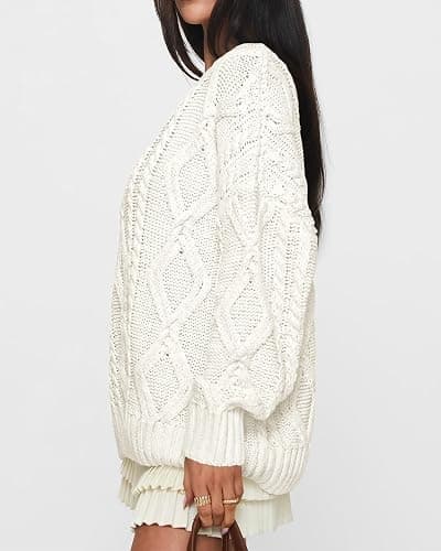 BTFBM Casual Women Long Sleeve Sweater 2025 Fall Ribbed Knit Pullover Loose Crewneck Cable Sweater Jumper Tops thumbnail 5
