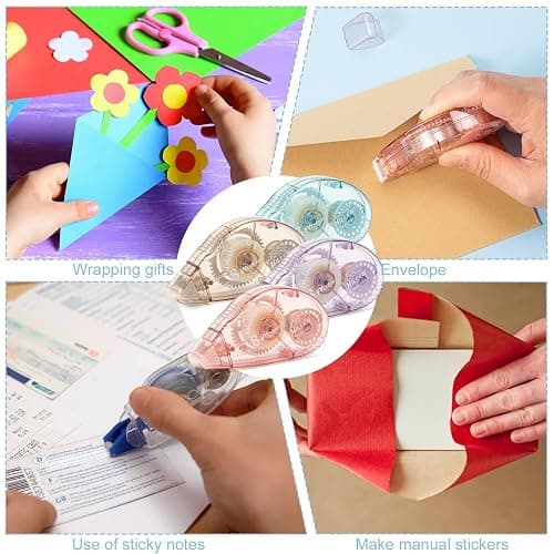 Huiruso 4 Pack Double Sided Tape Roller, Scrapbook Supplies, Glue Tape Roller for Crafts, Double-Sided Adhesive Tape Runner for scrapbooking, School Office Journaling Supplies (0.31 inch X 26.25 feet) thumbnail 5
