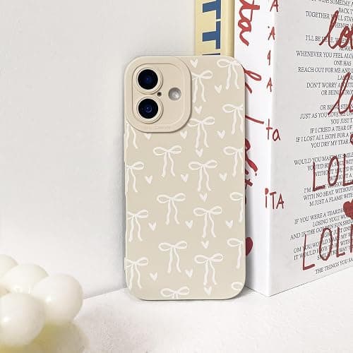Lovmooful for iPhone 16 Plus Case Cute Ribbon Bowknot Heart-White | Compatible for iPhone 16 Plus Case,Cool Design,for Girls Women,Soft TPU,Shockproof,Protective,Girly thumbnail 4