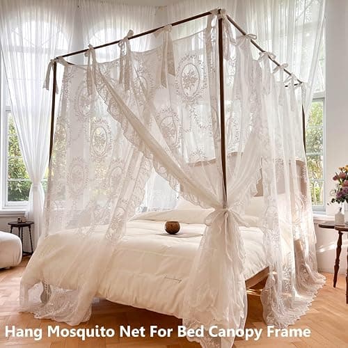 AIKASY Outer Bed Support Canopy Bed Frame Post Twin Size Stainless Steel Bed Canopy Frame Poles Four Corner Bed Bracket Fit for Metal Bed Wood Bed Bedroom Decor (Twin, Silver) thumbnail 3