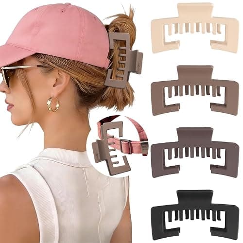 Hat-Friendly Claw Clips for Baseball Caps - 4 Pcs Trucker Hat Hair Clips for Women, Claw Clips for Thick Hair Hat Hairstyles, Gifts Hair Accessories - Image 1