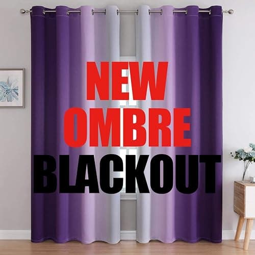 G2000 Blackout Curtains & Drapes for Bedroom Living Room 84 Inches Long Purple and Greyish White Room Darkening Window Treatments Ombre Thermal Insulated Light Blocking Grommet Backdrop 2 Panels Set - Image 1