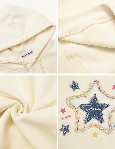 Aelfric Eden Womens Oversized Hoodies Star Graphic Fleece Hooded Streetwear Unisex Sweatshirts Pullover with Pocket thumbnail 6