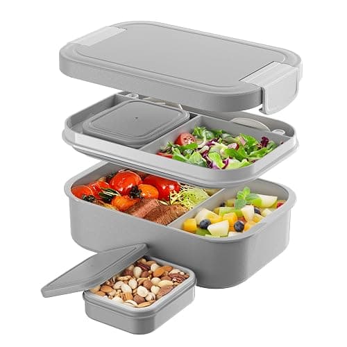 LEIKEEGO Lunchbox Erwachsene 1900ml Brotdose Auslaufsicher Bento Box Erwachsene für Büro, Schule (Grau) - Image 1