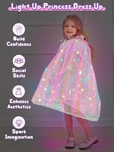 Fuzmo Light Up Princess Dress Up Clothes for Girls 3 4 5 6 Years Old, Toddler Princess Toy for Birthday Gift thumbnail 6