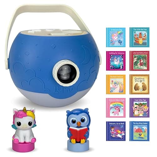 LUNA STORYTIME Kids Book Projector - 5 Unicorn & 5 Classic Read-Aloud Stories, 10 Songs, Night Light & Soothing Dream Music | Children Ages 3+ Storytime Projector for Kids & Toddlers | Owl & Unicorn - Image 1