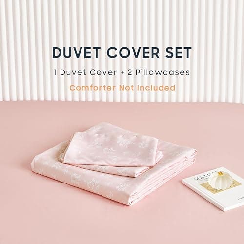 Wake In Cloud - Coquette Duvet Cover Set, Floral Cottagecore Flower Shabby Chic Cute Aesthetic, Soft Lightweight Bedding for Women Teen Girls, 3-Piece, Light Pink, Queen Size thumbnail 3