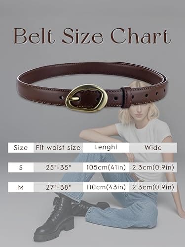 Harwez Women's Skinny Leather Belt for Jeans Dresses Pants Ladies Thin Soft Waistband with Gold Buckle Black Brown Belt thumbnail 7