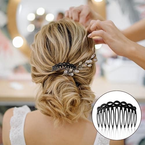 COMNICO 6 Pcs French Hair Side Combs, Women Hair Comb Accessories Set Plastic Twist Decorative Comb Hair Clips 4 Colors Bridal Wedding Veil Teeth Hair Combs for Multiple Hairstyles Girls Women thumbnail 5