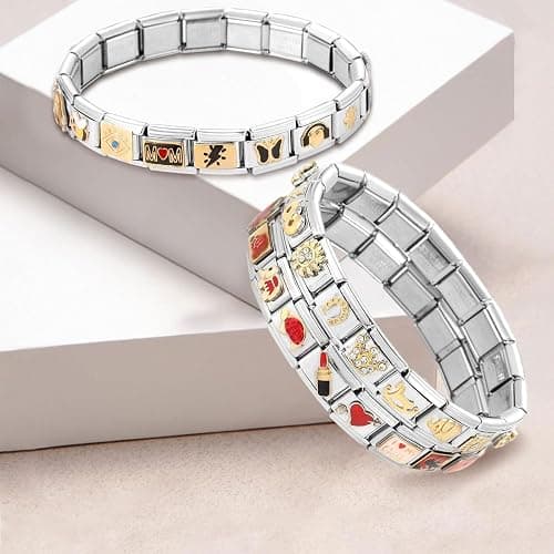 [Mllepjdh] 100 PCS Italian Charm Bracelet Module Set Interchangeable Stainless Steel Modular Link Jewelry Making Components thumbnail 2