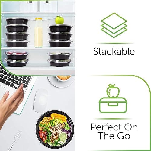 [10 Pack] Meal Prep Containers with Lids | Microwavable Dishwasher & Freezer Safe | Reusable Stackable Lunch Containers | 24oz | Bento Boxes | Food Storage Containers BPA Free thumbnail 7