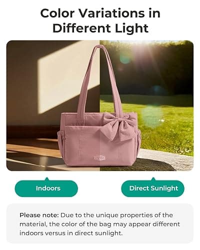 BAGSMART Crush Bow Tote Bag for Women, Large Work Tote with 40oz Tumbler, Puffer Travel Tote Bag for Work, Yoga, Gym thumbnail 6