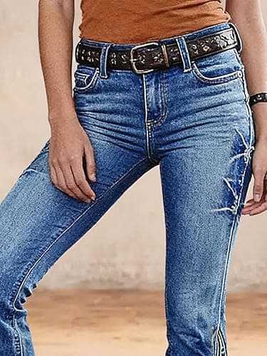 Flamingals Flare Leg Jeans for Women Mid Waist Wash Stretch Raw Hem Bell Bottom Bootcut Denim Jeans thumbnail 3