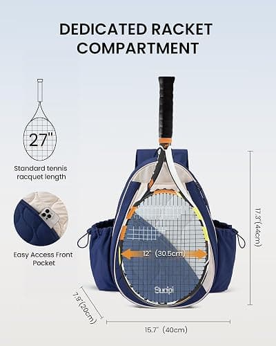 Sucipi Tennis Bag for Women and Men, Water-Resistant and Machine Washable Tennis Racket Backpack, Lightweight Sports Bag for Pickleball, Badminton thumbnail 3