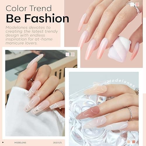 Modelones 8-in-one Nail Builder Gel Kit, 6 Colors Clear Pink Builder Gel with Mini Nail Lamp& Forms Set, for Nails Extension Strengthener Base thumbnail 4
