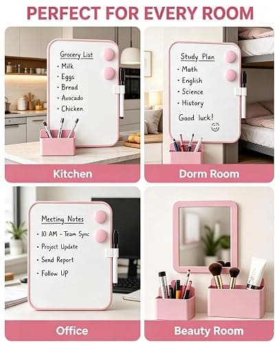 Piffny Pink Locker Accessories for Girls with Magnetic whiteboard, Locker Mirror and Pen Holder, Locker Decoration for School Locker, Locker Organizer for Work, Back to School Essentials thumbnail 6