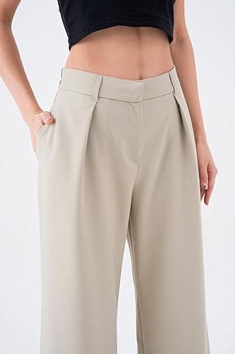 Wide Leg Work Pants Women’s Elastic High Waisted Casual Office Dress Pants Trousers with Pocket Normal and Plus Size Slacks thumbnail 7