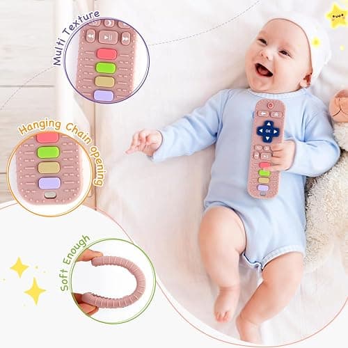 Hooku Silicone Teethers for Babies 0-6 Months, Teething Toys for Babies 6-12 Months, Baby Remote Control Toy, Infant Toys 0-3 Months, Sensory Chew Toys, Toddler Newborn Baby Girl Boy Gifts thumbnail 3