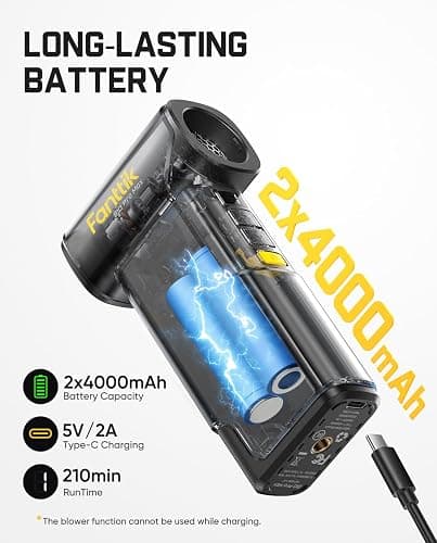 Fanttik B10 Pro Max Electric Air Duster, 130000RPM Brushless Motor, Compressed Air Duster, 6 Gears Adjustable, One-tap Booster, 28.8Wh Rechargeable Battery, Electric Duster for PC, Car, House, Outdoor thumbnail 4