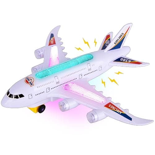 ArtCreativity Light-Up Airplane Toy with Bump & Go Action, Flashing LED Lights & Takeoff Sounds – Kids Airplane Toy with Moving Wheels – Fun Birthday Gift for Boys & Girls Ages 3-8 - Image 1