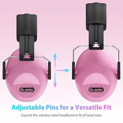 Dr.meter Noise Cancelling Headphones for Kids: EM100 SNR27.4 Kids Ear Protection Earmuffs with Adjustable Headband, Ear Muffs for Noise Reduction in Monster Jam, Concert, Firework, Mowing, Pink thumbnail 3