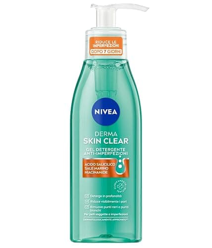 NIVEA Derma Skin Clear Gel Detergente Viso Anti-Imperfezioni 150 ml, Detergente viso pelle grassa e mista con Acido Salicilico, Sale Marino e Niacinamide, Detergente schiumogeno viso purificante - Image 1