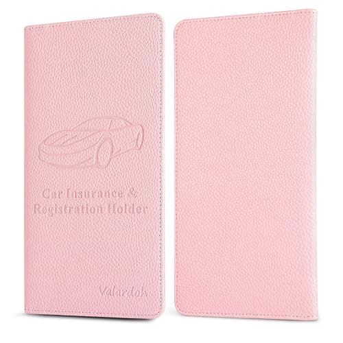 Valardoh Premium Car Registration and Insurance Card Holder, Car Document Holder for Cards, Driver License & other Essential Documents (Pink) - Pink thumbnail 5